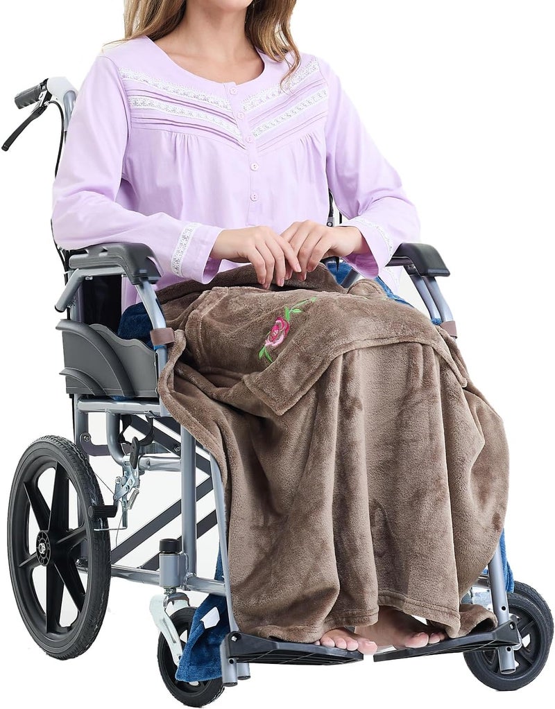 Keyocean Lap Blanket with Pocket, Lightweight Warm Cover for Elderly in Nursing Home, Hospital, on Wheelchair, Steeple Taupe - Image 1